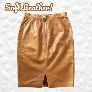 Ladies Leather butterscotch pencil skirt Like New 30" Waist